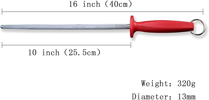 10 inch Honing Steel Honing Rod, Kitchen Knife Sharpener, High Carbon Steel, Fine Lines, High hardness,Helps Repair Restore Polish Blades Sharpening Steel