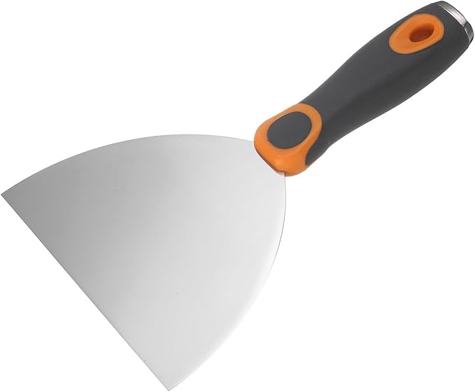 uxcell Putty Knife 6" Stainless Steel Paint Scraper Flexible Drywall Repair Mud Knife for Removing Cement Wallpaper Mud Adhesive Taping with Metal Hammer End
