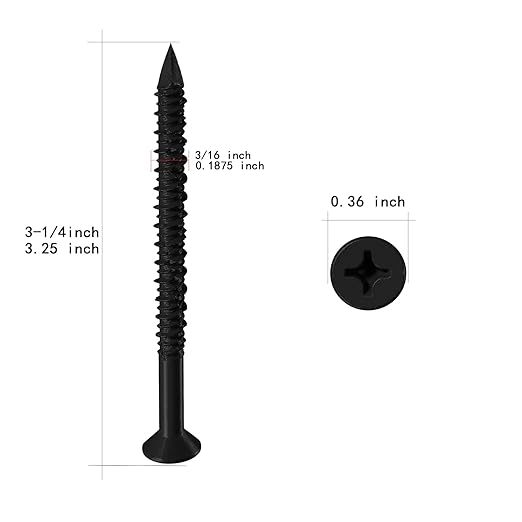 WenSilon(100 PCS) 3/16" x3-1/4 Black Concrete Screw Anchor Black Flat Head for Anchoring to Masonry, Block or Brick Stucco