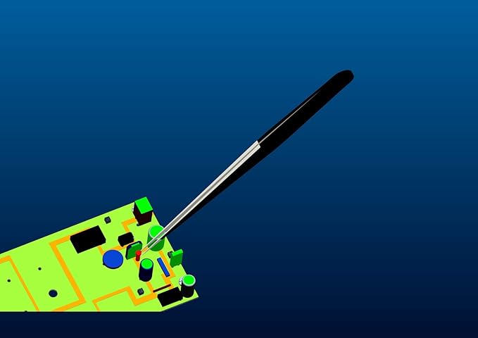 Aoje-Link ESD-15 Professional Anti-Static Precision Technology Tweezers, Non-magnetic Fine Tip Curved, Stainless Steel Plastic Coated, Full Length 120mm, Black, 5pcs