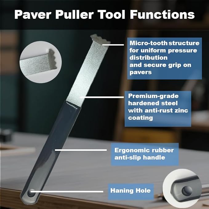 2 Pcs Paver Removal Tool, Paver Removal Tool with Dual Joint Scraper, Micro Toothed Grooves and Non-Slip Rubber Grip for Lawn, Garden, Brick, Patios, Blocks and Pavers Replacement