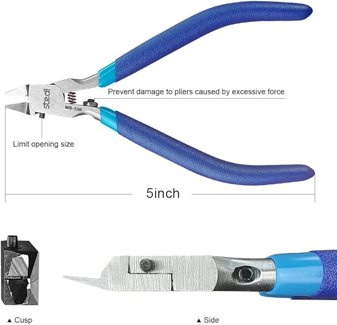 stedi 5-inch Model Nipper, with Ultra-thin Single-edge and Blade Case Plastic Model Tools for Gundam Repairing Plastic Model and Fixing, Blue