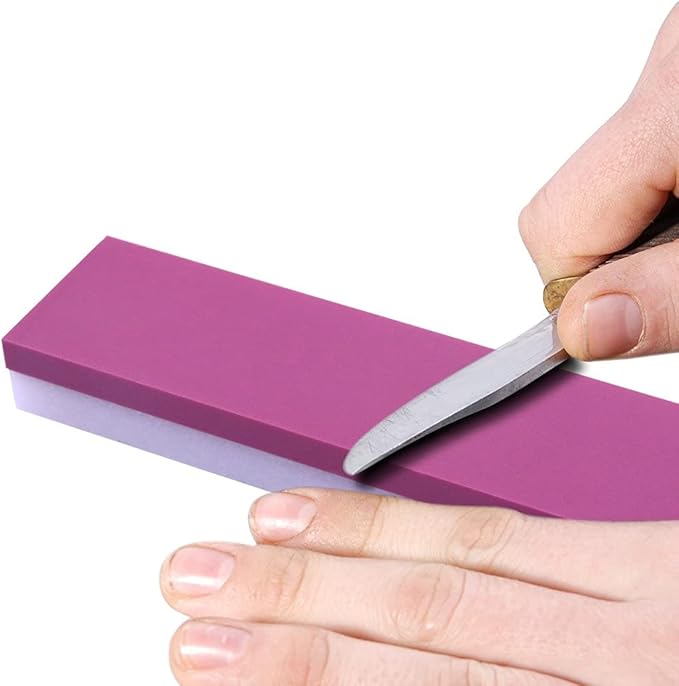ATOPLEE Double-Sided Sharpening Stone, 1pc White and Red Ruby Knife Sharpener Stone,3000/10000 Grit Mini Whetstone Oilstone