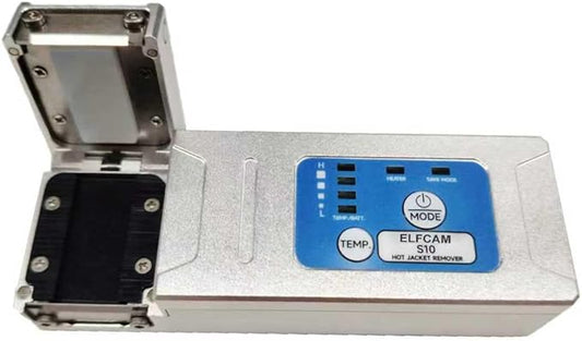 Elfcam - Thermal Fibre Optic Stripper for Ribbon and Simplex Fibre, Two Heating Modes, 8 Total Temperatures, Compatible with 1-56 Core Fibres, with Li Battery