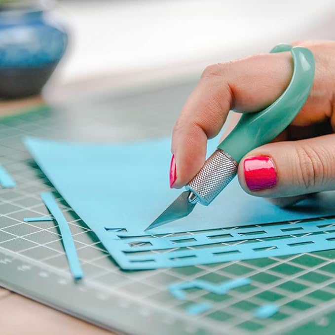 Excel Blades K71 Fingertip Craft Knife ??7-Inch Ergonomic Hobby Knife with Finger Loop ??Precision Cutting Tool for Paper, Vinyl, Foam, and Stencils ??Includes #11 Blade and Safety Cap ??Teal Green