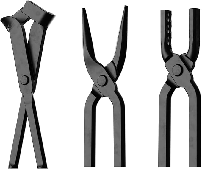 6PCS Blacksmith Tools with Blacksmith Tongs and Blacksmith Hammer,V-Bit Blade, Wolf Jaw, Scrollings,Flat,Square Jawand Assembled Blacksmithing Tongs for Forging Tools and Equipment