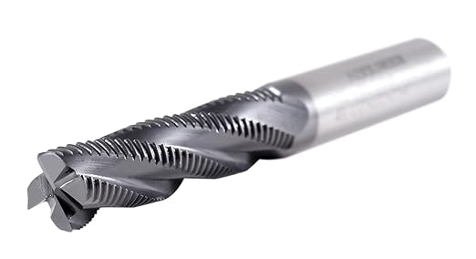 Accusize Industrial Tools 1/2'' Dia, M42 8% Cobalt Tialn Roughing End Mill, 1/2'' Shk Dia, 2'' Flt Length, 4'' Oal, 4 Flute, Coarse Tooth, 1102-0120