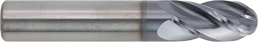 CME 5 pcs Micrograin Carbide End Mills, Ball Nose, TiAlN Coated, 1/2" Mill Diameter, 1" Length of Cut, 3" Overall Length, 4 Flute, Center Cutting