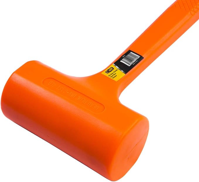 Stark USA 4-Pounds Dead Blow Hammer with Non-Slip Hammer with (4lbs) Head with Checkered Grip Handle Rebound Resistant, Neon Orange
