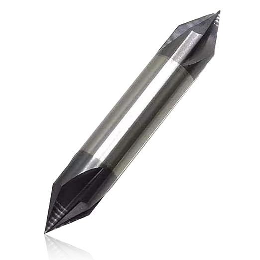 1/2" Carbide Chamfer Mill, 60 Degree, Double End, 4 Flute, Solid Carbide, AlTiN Coated, 3" Overall Length, for Medium Hardness Materials