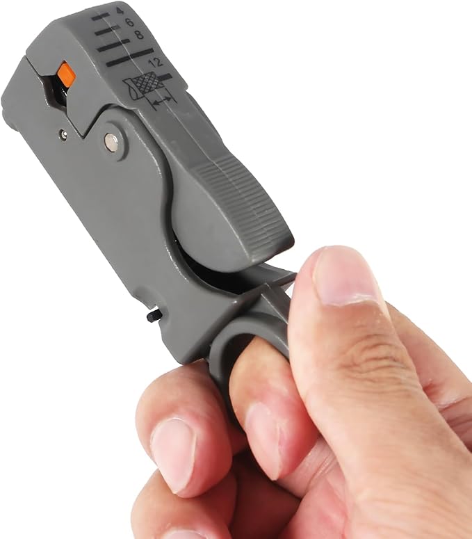 ALMOCN Coax Cable Crimper Tool Kit Coaxial Compression Tool Coaxial Cable Stripper with 5PCS RG6 F Type Connector Coaxial Compression Fitting + 5PCS Coaxial Cable Extension Adapter
