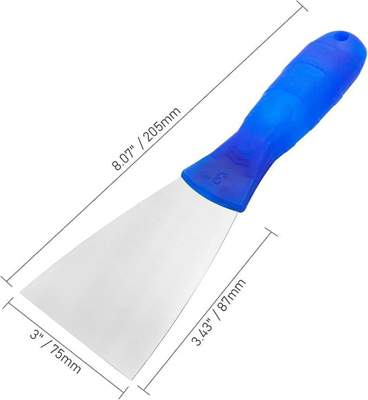 Putty Knife, 2 PCS 3 Inch Metal Steel Scraper, Plastic Handle Spackle Knives for Drywall, Decals, Wall paper, Patching, Painting, Taping, Scraping Coating