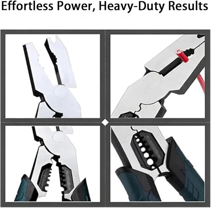 Industrial-Grade Multi-function Cutting Pliers, 9-in-1 Multi-Functional Pliers Nail Puller/Wire Cutter/Stripper/Crimper?봀ompound Action Leverage Design for Repair (1Pcs)