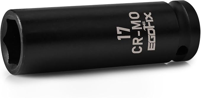 1/2" Drive Deep Impact Socket, 17mm Socket, CR-MO, Metric, 6 Point
