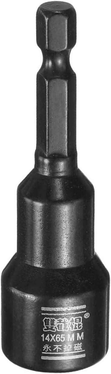 HARFINGTON Nut Driver Drill Bit 14mm Metric Socket 1/4" Hex Shank 2.6" (65mm) Long Magnetic 6-Point Sockets Quick Change CR-V Steel Bolt Setters for Power Drill Drivers