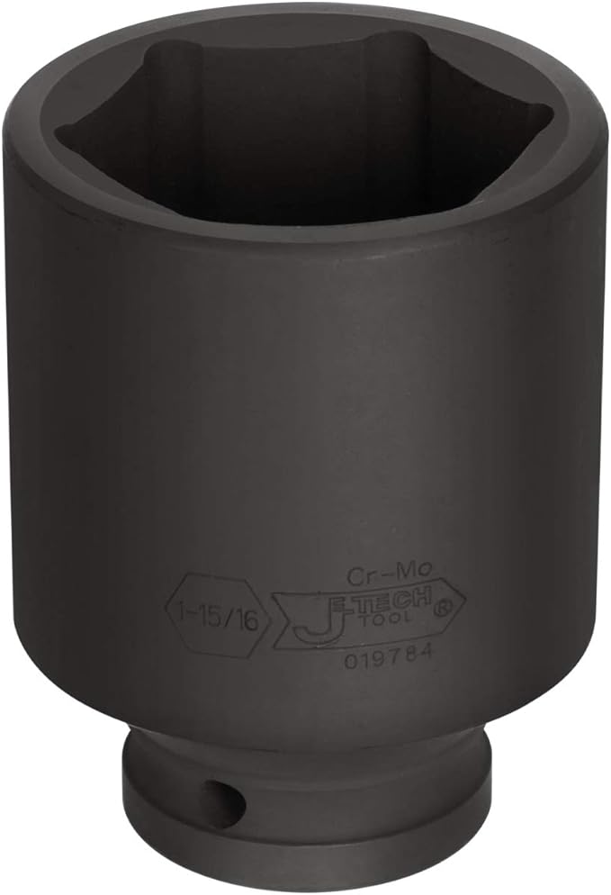 Jetech 3/4 Inch Drive 1-15/16 Inch Deep Impact Socket, Made with Heat-Treated Chrome Molybdenum Alloy Steel, 6-Point Design, SAE