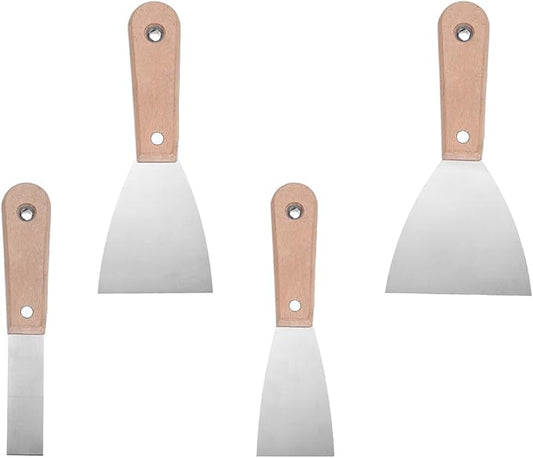 uxcell 4pcs Putty Knife Set 1/2/3/4 Inch Carbon Steel Paint Scraper Flexible Drywall Repair Mud Knife for Removing Cement Wallpaper Mud Adhesive Taping