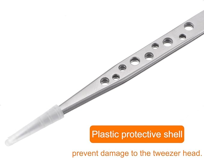 HARFINGTON 2pcs Precision Tweezers 140mm Straight Pointed Hollow Anti-slip Stainless Steel Craft Professional Tweezer for Replace Precision Parts Technology Industrial Electronics