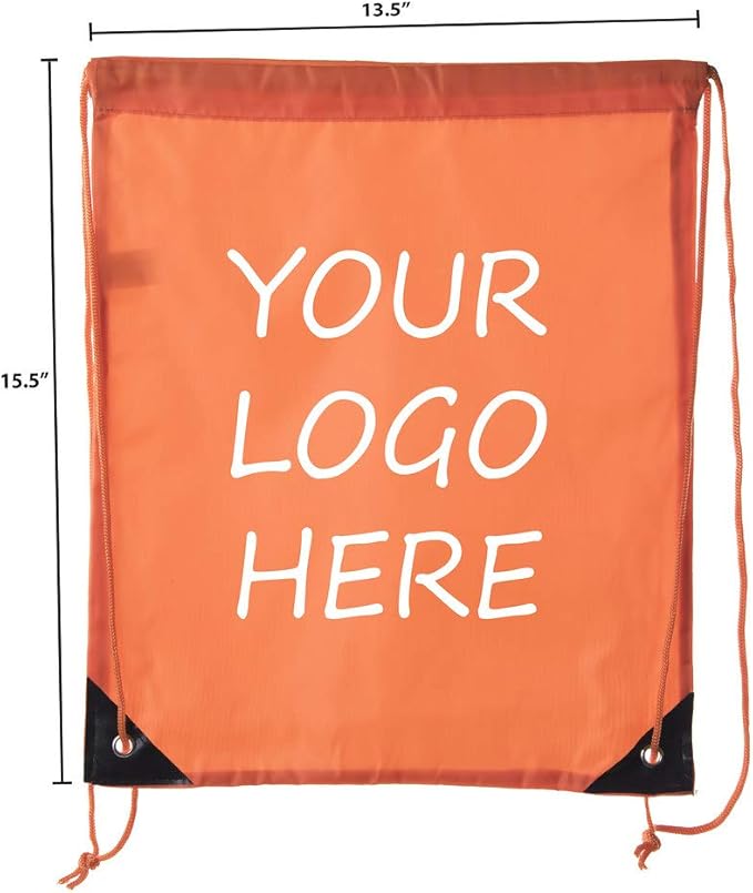 Mato & Hash Custom Bags With Your Logo | 50PK Promotional Drawstring Backpack - 50PK Orange CE2500