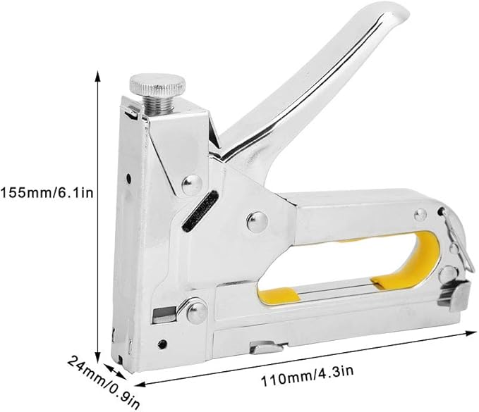 Framing Stapler, Staple Tacker, Hand Operated Nailing Tool for Carton Making, Packaging, Furniture, 3 Use Silver