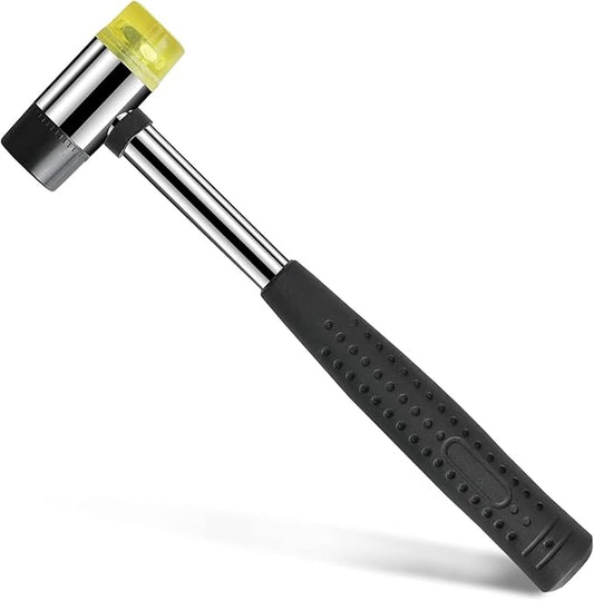 25mm Small Rubber Mallet hammer - rubber hammer with Non‑Slip Grip and Dual Rubber & Nylon Heads for Craft, Tile, Jewelry and Furniture Assembly