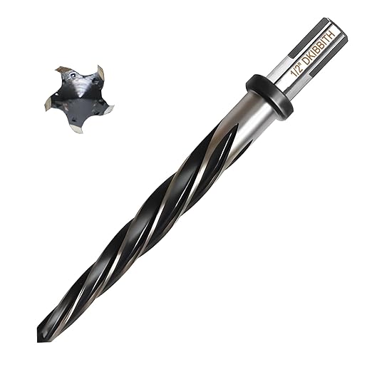 1/2??Bridge Construction Reamer Drill Bit, M2 HSS Taper Chucking Reamer for Steel Alloy Metal Wood Plastic, 1/2" Non-Slip Shank, 5-Spiral Flutes Car Reamer, to Align or Enlarge Holes, 12mm