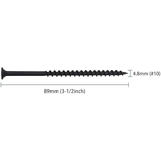 65pcs #10 횞 3-1/2 inch High Hardness Drywall Screws, Black, Coarse Thread, Phillips Drive, Bugle Head, Black Wood Screws, Long Screws, Wood and More