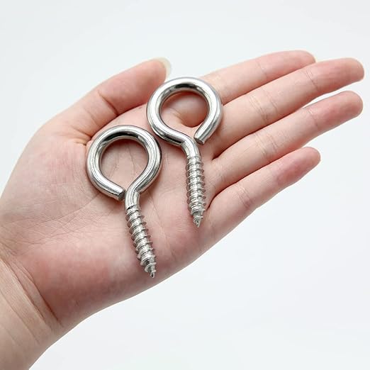ACCZIO 16 Pack 304 Stainless Steel Eye Screws,2.5 Inch M6 Heavy Duty Eye Hooks Screw, Eye Bolts Screw in Eye Hooks for Wood, Eye Bolts for Secure Cable Wires, Indoor & Outdoor Use