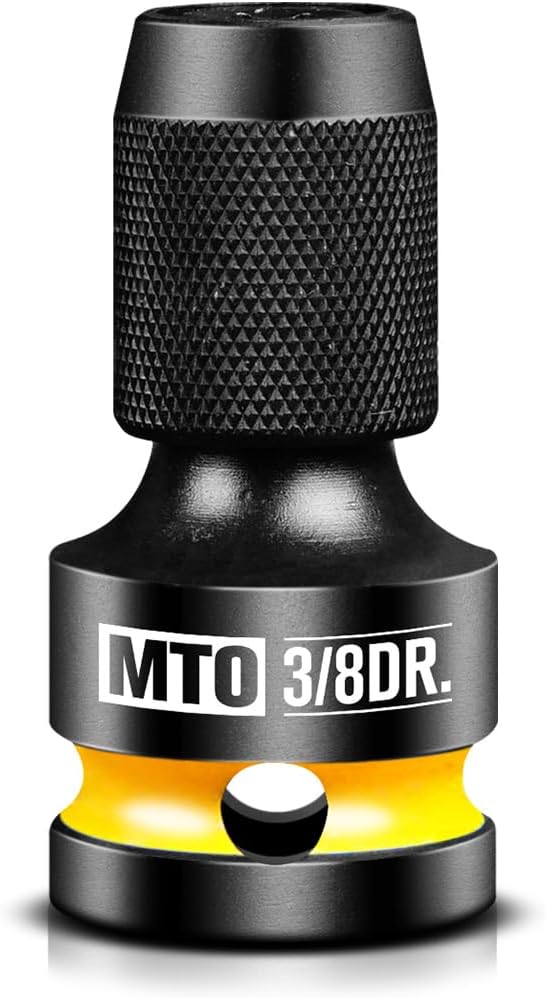 MTO 3/8-Inch Square Drive to 1/4-Inch Hex Socket Adapter, Quick Release Impact Bit Holder, for Impact Wrench Ratchet, CR-MO