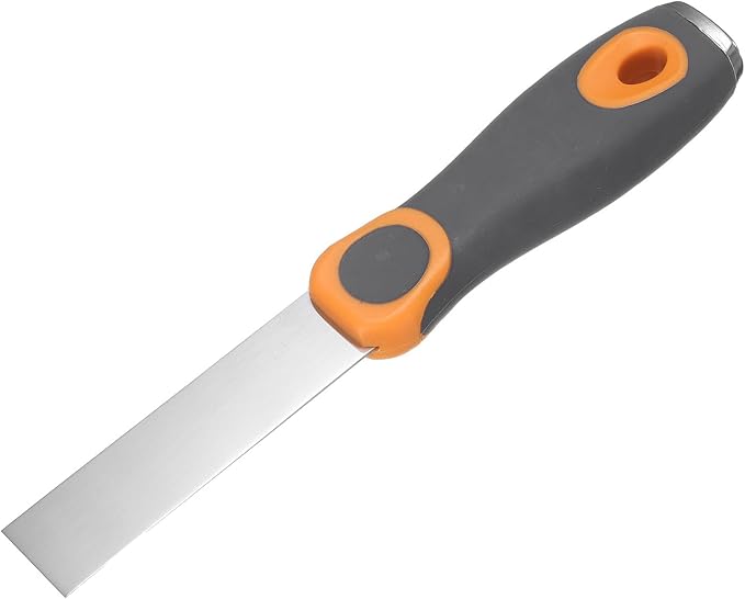 uxcell Putty Knife 1" Stainless Steel Paint Scraper Flexible Drywall Repair Mud Knife for Removing Cement Wallpaper Mud Adhesive Taping with Metal Hammer End