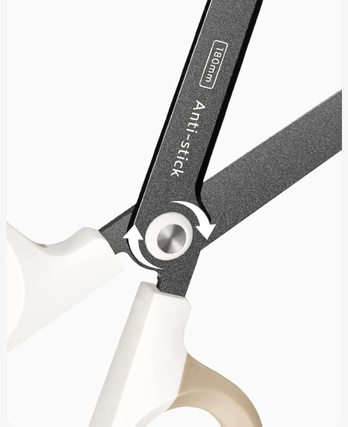 Titanium Non-Stick Scissors, Professional Stainless Steel Comfort Grip, All-Purpose, Straight Office Craft Holiday Gift wrapping Scissors for DIY art and craft tools White