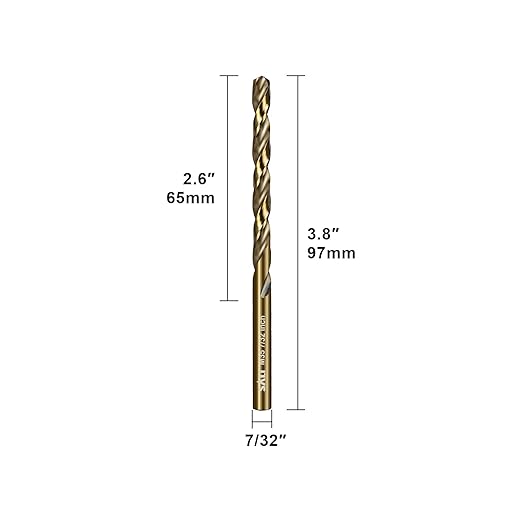 SALI Cobalt Drill Bit Set, 10Pcs 7/32" M35 High Speed Steel Jobber Length Drill Bit Kit for Hardened Metal, Stainless Steel, Cast Iron, Wood and Plastic, with Index Storage Case