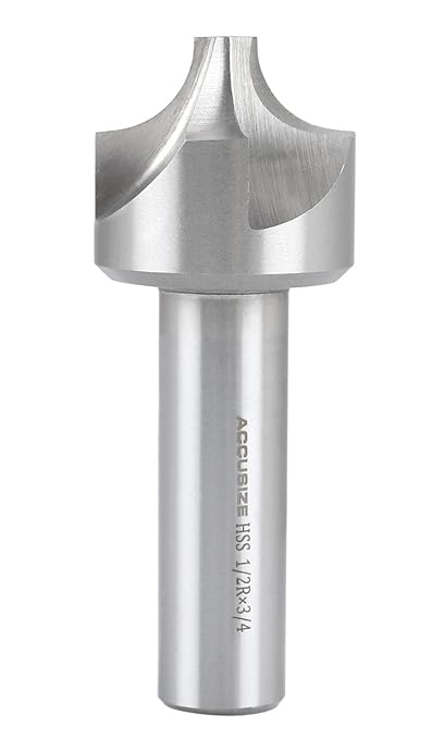 Accusize''dustrial Tools 1/2'', H.S.S. Corner Rounding End Mills, 3/4'', Shank Dia, 1-1/2'' Cutter Dia, 3-7/8'' Overall Length, 1011-1234