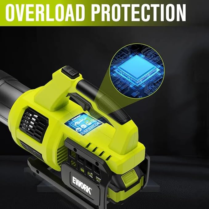 EWORK 21V Cordless Leaf Blower, Powerful Turbo Mode & 550 CFM, 2횞3.0Ah Batteries & Fast Charger, Lightweight Electric Leaf Blowers for Lawn Care, Patio, Leaves & Dust