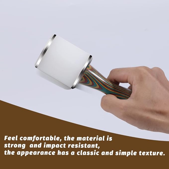 Leather Working Mallet, Leather Mallet Leather Carving Hammer, Leather Maul Nylon Straight Head Comfortable Wooden Handle Hammer DIY Leatherworking (Colorful/Water-Rippled)