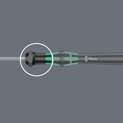 Wera 05118007001 Kraftform Micro 2035 Slotted Electronics Precision Screwdriver, 2mm Head, 100mm Blade Length, Black