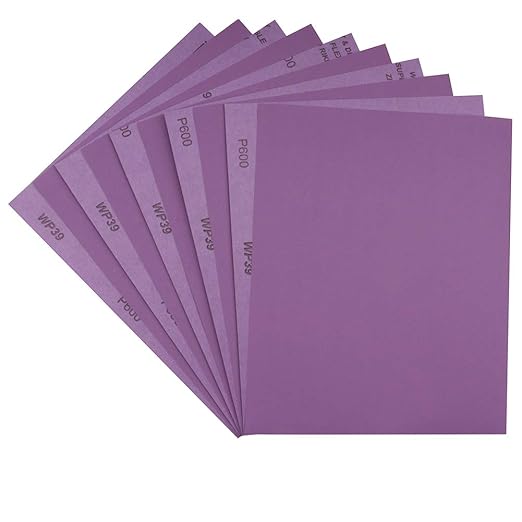 Sandpaper 600 Grit,Wet Dry Sanding Sheets,High Performance White Fused Alumina Abrasive Sand Paper for Wood Furniture Finishing,Metal Grinding,Automotive Polishing,9 x 11 Inch,10-Pack