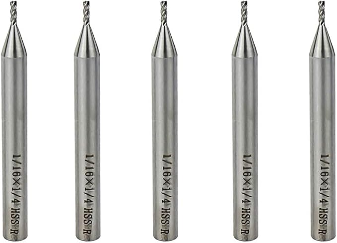 End Mill Cutter 1/16" Cutting Dia 1/4" Shank Dia 4 Flutes End Mill Drill Bit - 5pcs