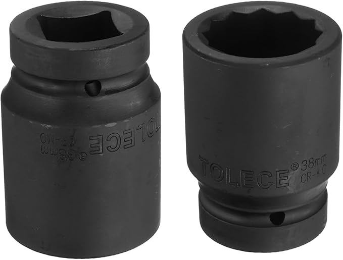 uxcell 1" Drive 38mm 12-Point Impact Socket, CR-MO Steel 80mm Length, Standard Metric Sizes