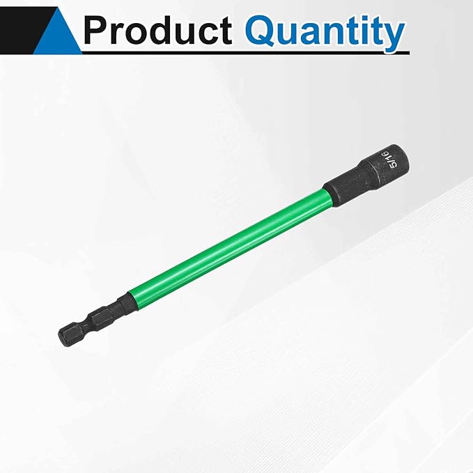 HARFINGTON Nut Driver Drill Bit 5/16 Inch SAE Socket 1/4" Hex Shank 6" (150mm) Extra Long Magnetic 6-Point Sockets Quick Change CR-V Steel Bolt Setters for Power Drill Drivers