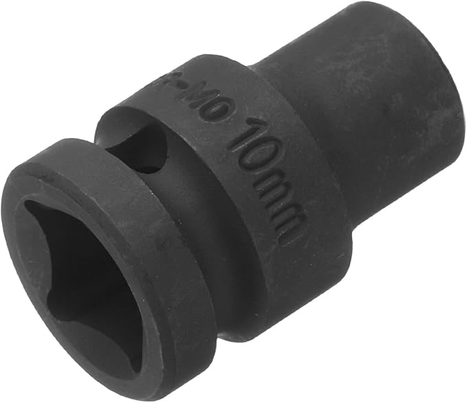 uxcell 1/2" Drive x 10mm Shallow Impact Socket 12-Point Metric CR-MO Steel Nut Impact Grade Socket for Auto Repair