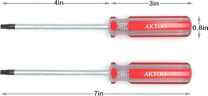AKTOO 2PCS T25 Torx Screwdriver, 4inch Torx Driver Star Bit Screwdrivers for Computer Repairing, Automobile Tools and Home Appliances