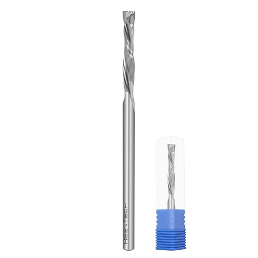 KEENTECH 1/8" Shank 2 Flute Flat Tip Compression Sprial Router Bit for CNC Router Machine, 1/8" Cutting Diameter, 13/16" Cutting Depth, for Wood Cutting, Custom Furniture, Slot Mortise, Engraving