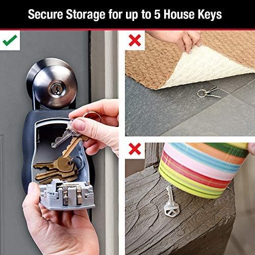 Master Lock Key Lock Box, Outdoor Lock Box for House Keys, Portable Combination Lockbox Resettable Code, 5400EC, Black
