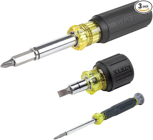 Klein Tools 80045 Screwdriver and Nut Driver Tool Kit, Includes Magnetic 11 in 1, Multi-Bit Stubby and Electronics Screwdrivers, 3-Piece