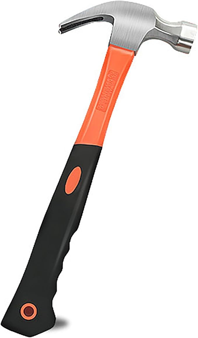 Forged Steel Claw Hammer, 1 Pcs 11 Oz Tack Stubby Hammer with Leather Handle for Pulling Out and Driving Nails (S)