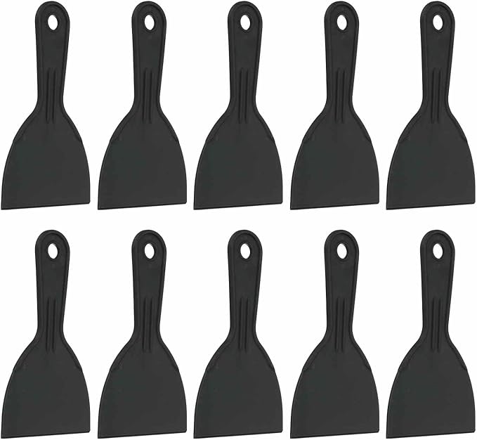 HARFINGTON 10pcs Putty Knife Scraper 4" Width Flexible Plastic Putty Knife Paint Scraper Tool for Taping Drywall Spreading Painting Wall Scratching Black