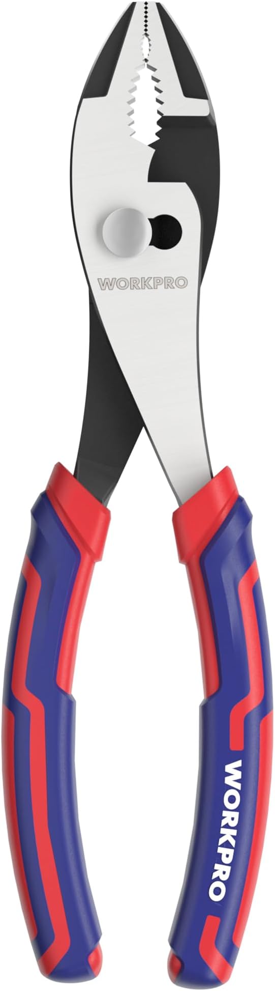 WORKPRO 8??Slip Joint Pliers Tool, Large Soft Grip,Rust Prevention Finish, 3-Zone Serrated Jaw Forged from High Carbon Steel for Maximum Grip
