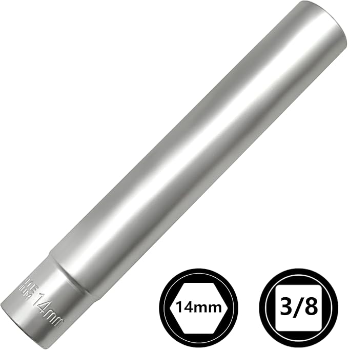 ZKTOOL 14MM Deep Metrichex Socket Tool, 3/8-Inch Drive Deep Metric Socket Tool - Extra Long Deep 120MM