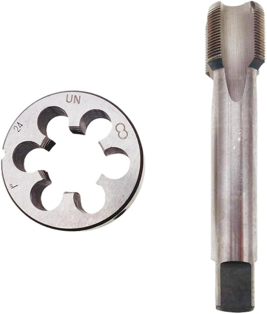1"-24 UN Tap and Die Set RH Right Hand Tool, 1-24 Thread Tap and 1X24 Round Die Machine Straight Fluted